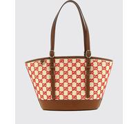 GUCCI Raffia Shoulder Bag with Embroidered GG Monogram and Double Handles