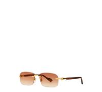 Gucci Rectangle Frameless Sunglasses, Sunglasses, Acetate Arms - Gold