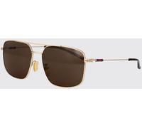 GUCCI Rectangular Aviator Sunglasses in Metal with Web Logo and Amber Lenses - Size: 59 - male