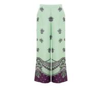 Gucci Silk Palazzo Pants With Polka Dots And Floral Print - Green Jeans Green 12