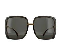 Gucci Square Womens Grey Crystal and Gold Sunglasses Metal - One Size