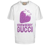 Gucci Strawberry Logo Oversized Fit White T-Shirt - S