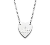 Gucci Trademark Engraved Heart Silver Necklace