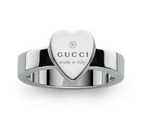 Gucci Trademark Engraved Heart Sterling Silver Ring (Size O-P)