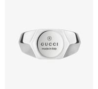 Gucci Trademark Silver Hexagon Logo Engraved Signet Ring YBC779162001020