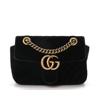 Gucci Velvet Matelasse Medium GG Marmont Shoulder Bag - Black