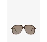 Gucci Womens Blue Gg1042s Aviator-frame Acetate Sunglasses