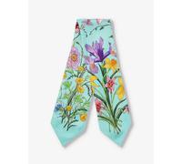 Gucci Womens Bluette Floral-pattern Silk Scarf
