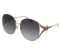 Gucci Woman GG0225S 001 Sunglasses Metal Gold Grey Round Normal