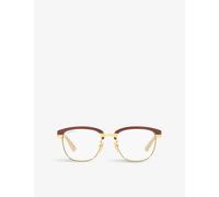 Gucci Womens Gold Gg1132s Rectangular-frame Metal Optical Glasses