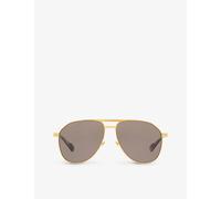 Gucci Womens Gucci Gc001938 Gg1220S Pilot-Frame Metal Sunglasses Gold