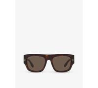 Gucci Womens Gucci Gc002018 Gg1262S Rectangle-Frame Acetate Sunglasses Brown