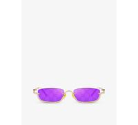 Gucci Womens Gucci Gc002042 Gg1278S Rectangle-Frame Metal Sunglasses Gold