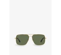 Gucci Womens Gucci Gc002048 Gg1289S Rectangle-Frame Metal Sunglasses Gold