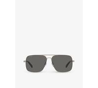 Gucci Womens Gucci Gc002048 Gg1289S Rectangle-Frame Metal Sunglasses Silver