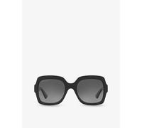 Gucci Womens Gucci Gc002057 Gg1337S Rectangle-Frame Acetate Sunglasses Black