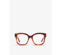Gucci Womens Gucci Gg0018O Acetate Rectangle Glasses Brown