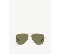 Gucci Womens Gucci Gg0528S 63 Metal and Acetate Aviator Sunglasses Gold