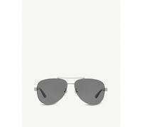 Gucci Womens Gucci Gg0528S 63 Metal and Acetate Aviator Sunglasses Silver