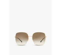 Gucci Womens Gucci Gg0879S Square-Frame Glass and Metal Sunglasses Gold