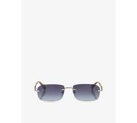 Gucci Womens Gucci Gg1221S Rectangle-Frame Metal Sunglasses Silver