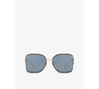 Gucci Womens Gucci Gg1713Sa Rectangle-Frame Metal Sunglasses Gold