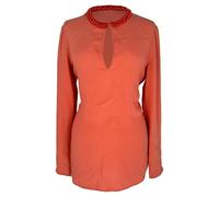 Gucci Women's Preloved Beaded Neckline Blouse in Coral Silk | Size: 42