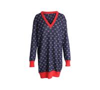 Gucci Women's Preloved Bicolor Logo Patterned Knit Sweater Dress in Blue Wool | Size: Small