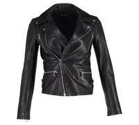 Gucci Women's Preloved Bird-Embroidered Biker Jacket in Black Leather | Size: 40