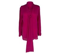Gucci Women's Preloved Button Down Bow Blouse in Pink Silk in Rose | Size: 42