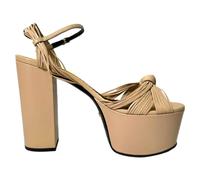 Gucci Women's Preloved Crawford Knot Platform Heels in Nude Leather | Size: 6