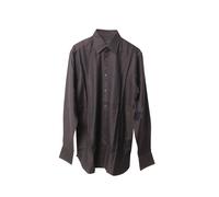 Gucci Women's Preloved Herringbone Button Down Shirt in Deep Burgundy Cotton | Size: 34