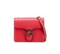 Gucci Women's Preloved Small Dollar Calfskin Interlocking G Crossbody Bag in Red