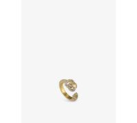 Gucci Womens Yellow Gold Double G Key Gold-tone Brass and Crystal Ring L