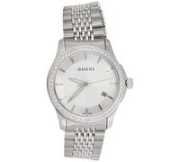 Gucci Ya126401 Genuine Diamond Watch Silver Dial G Timeless 38mm Steel 1.75 CT