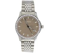 Gucci Ya126406 Brown Dial Date Mens Diamond Watch G-Timeless 38mm S. Steel 2 CT
