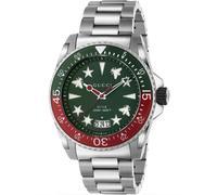 Gucci YA136222 Dive 45mm Green Dial Men's Stainless Steel Watch - 200m Water Resistant, Quartz, Stainless Strap ced-49095559807295