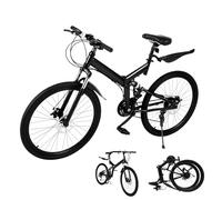 gucdaqc 26 Inch Folding Mountain Bike, 21 Speed Mens and Womens Foldable Mountain Bicycle, Folding Bicycle for Adults, Dual Disc Brakes, Seat Adjustable 80-95mm
