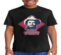 GUCEULTRUE Unisex T-Shirt Merle Haggard Logo Musicrocksinger Cotton Round Neck Short Sleeve for n Boys and Girls Fit Black M