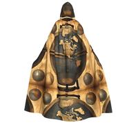 GUCHENP Ancient World Globe Print Hooded Cape Adult Halloween Hooded Cloak, Ideal For Cosplay, Parties & More