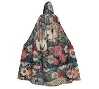GUCHENP Floral Hedgehogs Print Hooded Cape Adult Halloween Hooded Cloak, Ideal For Cosplay, Parties & More