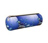GUCHENP Shark Swimming Under The Sea Print Pencil Case,Cylindrical Storage Pouch,Stationery Organizer for Office Workers