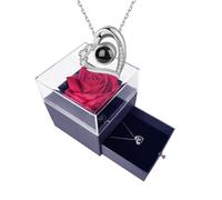 GUCHO Eternal Rose Gift for Women, Preserved Rose with 'I LOVE YOU' Necklace in 100 Languages, Perfect for Birthdays, Christmas, Anniversaries, Valentines, Mothers Day