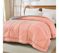 Guchuang Bedding Coverless Duvet Double Size 10.5 Tog-Reversible Comforter for All Seasons-Lightweight Down Alternative Comforter (Pink/Grey,Double)