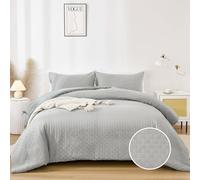 Guchuang Bedding Grey Waffle Weave Bedding Set King Size Textured Duvet Cover Luxury Soft Microfiber Quilt Cover 220x230cm with Zipper Closure 2 Pillowcases