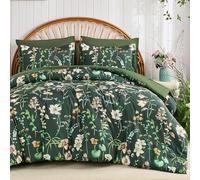 Guchuang Bedding King Size Duvet Cover Sets Flowers Dark Green Floral Bedding Set 3-Piece, Soft Microfiber Floral Duvet Cover 220x230cm Zipper Closure with 2 Pillowcases, for All Season