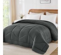 Guchuang Double Duvet 10.5 Tog - Reversible Coverless Duvet Double, Two-Tone Dark Grey/Light Grey - Breathable Bed Quilt (Double, 200x200cm)