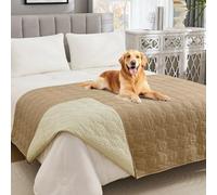 Guchuang Waterproof Dog Blanket for Bed, Anti-Slip Dog Blankets Washable, 132x208 cm Soft Waterproof Sofa Cover Scratch Dirty and Fur Resistant for Couch and Bed Furniture, Khaki