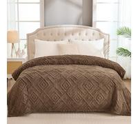 Guchuang Winter Brown Fleece Throw Blanket, Jacquard Blanket Double Size, Super Soft Fuzzy Plush Decorative Thick Warm Bed Throws for Sofa Couch Travel All Season Use, 150x200cm