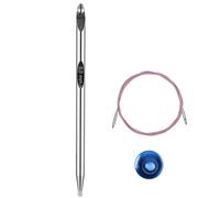 GUCLUD J10/6mm Interchangeable Tunisian Crochet Hooks Set with 24" Aluminum Crochet Hooks, 6 Inch Long, Ergonomic, Anti-Twisting Rotary Cables, Silver